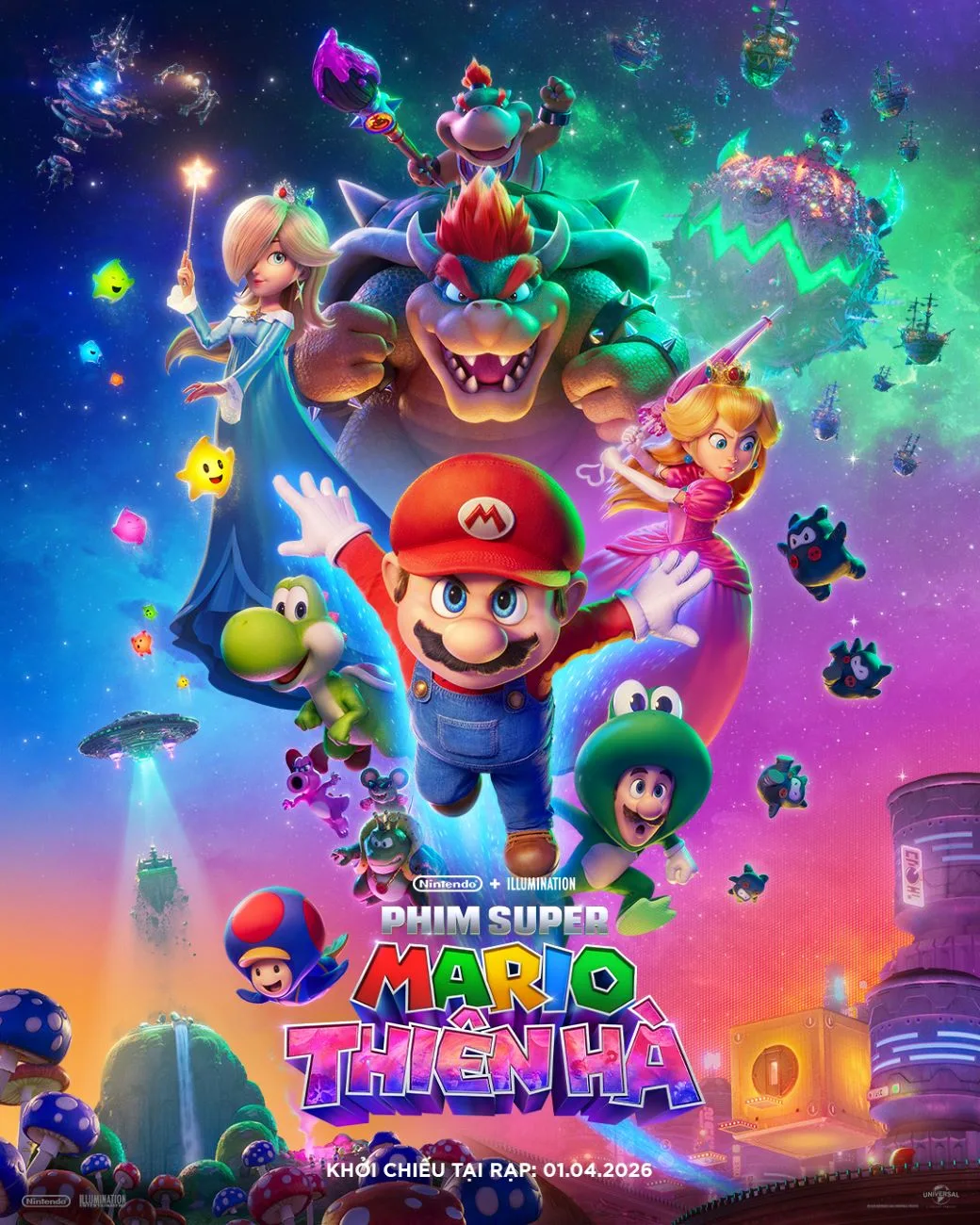Phim Super Mario Thiên Hà là bộ phim hoạt hình 3D phiêu lưu phim chiếu rạp tháng 4/2026