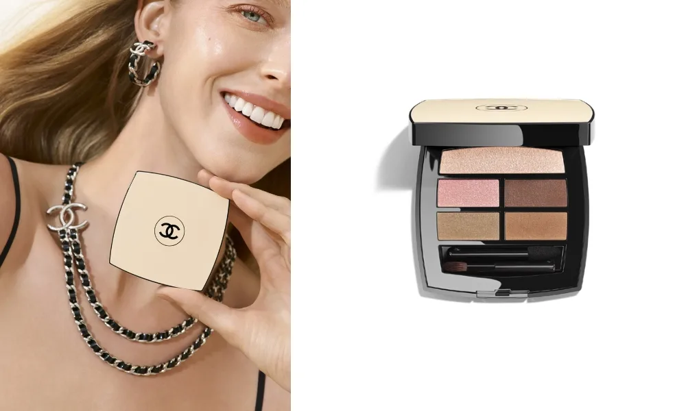 cô gái cầm CHANEL LES BEIGES Eyeshadow Palette