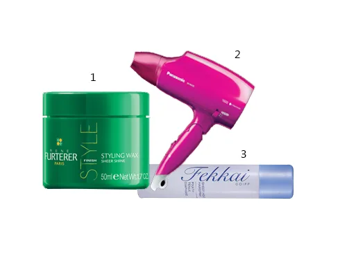 1. Wax tạo kiểu René Furterer 2. Máy sấy công nghệ Nanoe Panasonic 3. Xịt định hình Fekkal
