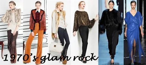 70’s Glam Rock – another decade continuing to trend. Biba inspired maxi dresses, flared jumpsuits, stripy sweater dresses, fur trimmed blousons and thigh high boots.
