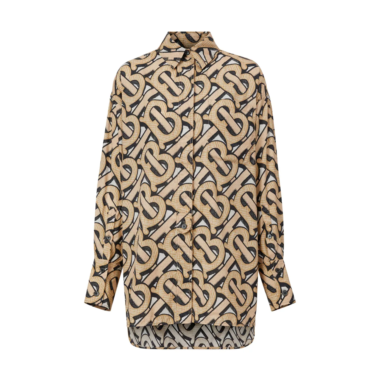 Áo sơ mi màu nâu in họa tiết Burberry TB Summer Monogram