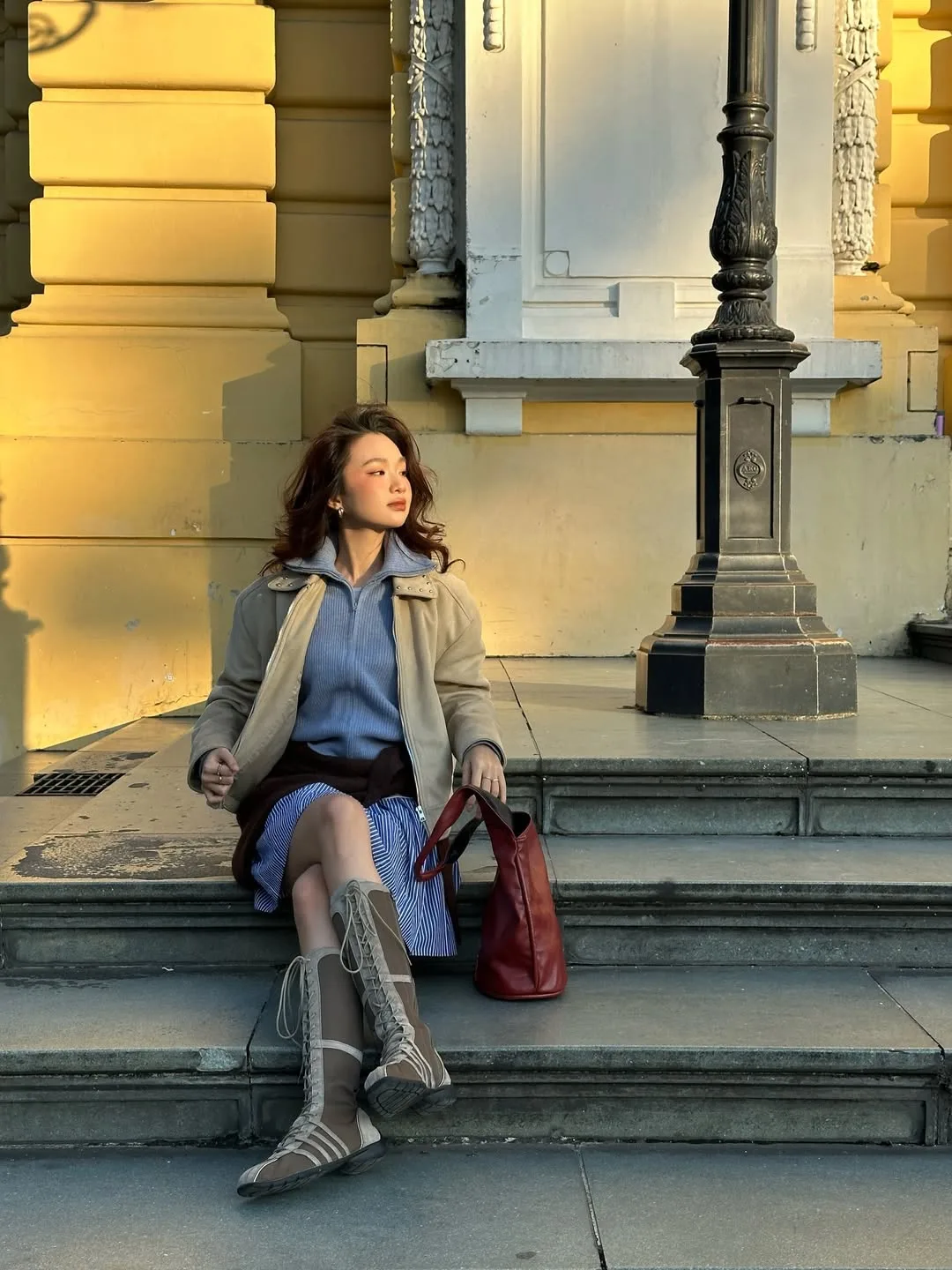 outfit sắc xanh băng