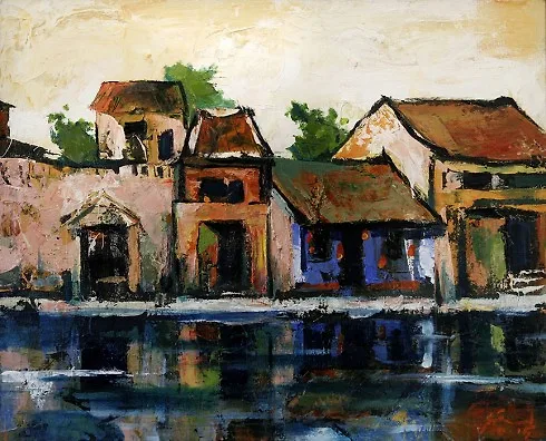 Tranh Bên dòng sông hoài - Họa sĩ Doãn Hoàng Lâm.