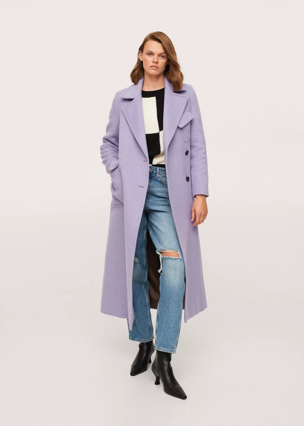 mango wool coat lilac