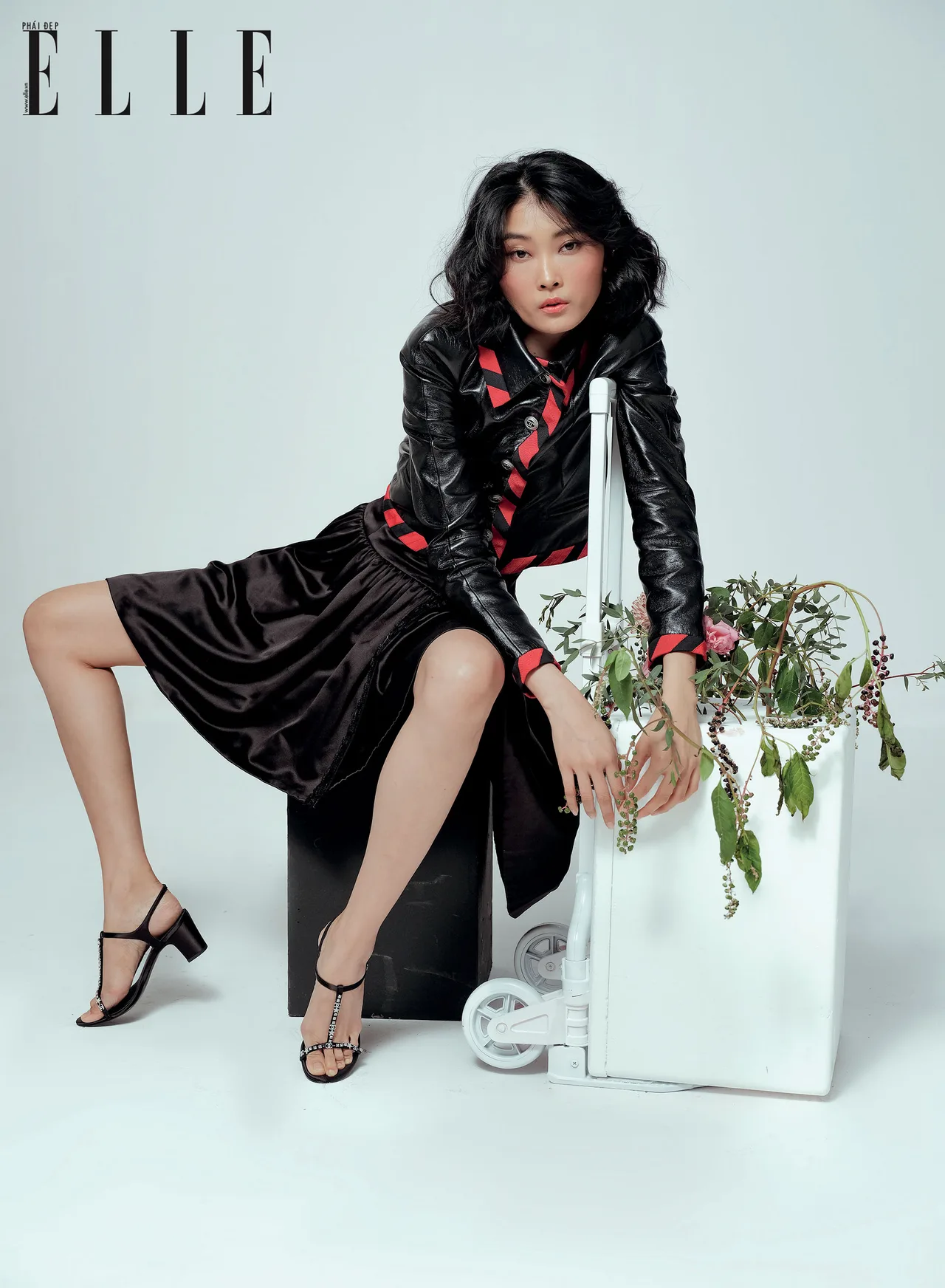 bộ ảnh hành lý thời trang bộ ảnh thời trang Hè áo khoác và chân váy màu đen Chanel