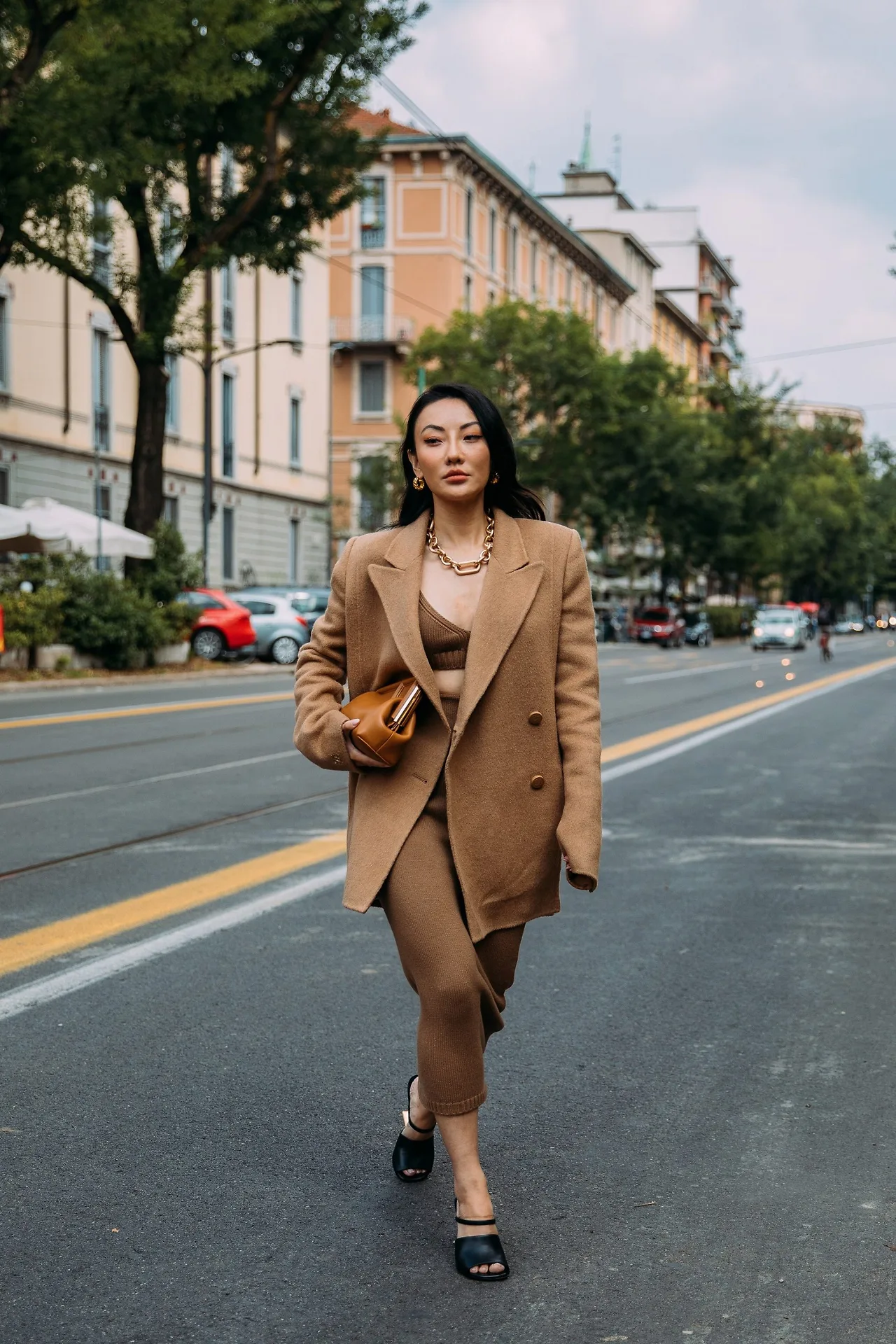 set đồ dệt kim nâu