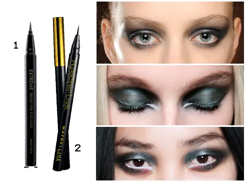 1.Bút kẻ mắt Thefaceshop 2.Bút kẻ mắt Maybelline