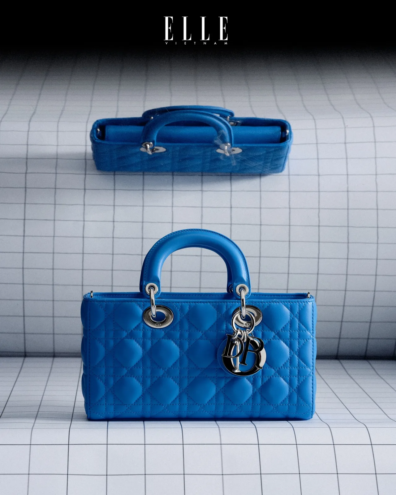 phụ kiện túi Dior Lady D-Joy xanh lam
