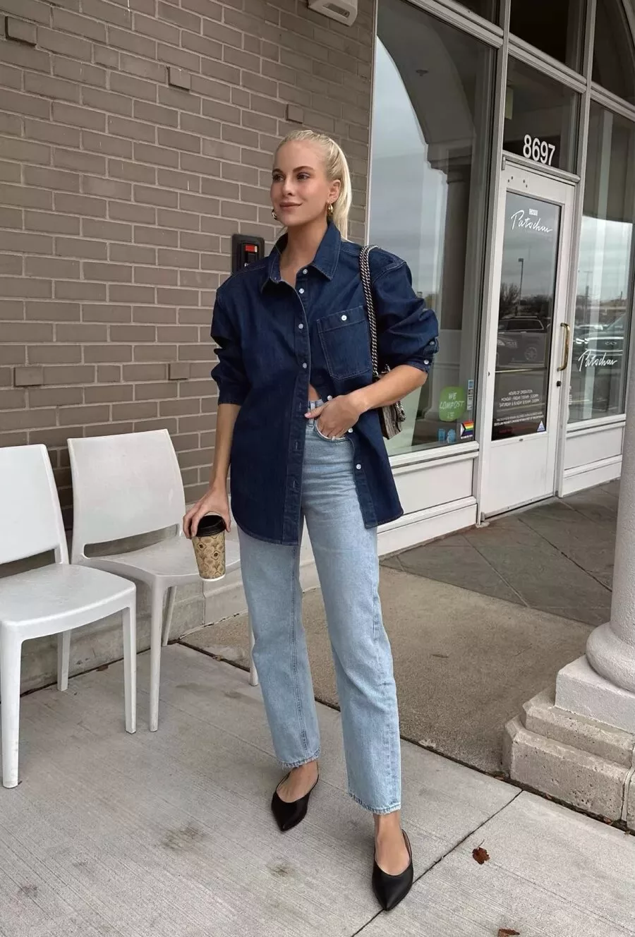 Ballet flats phối jeans xanh kathleen.post giày búp bê