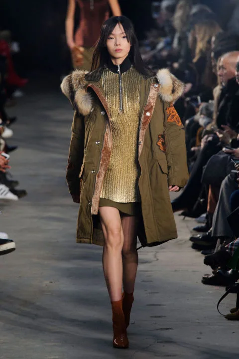 áo khoác nữ parka màu quân đội