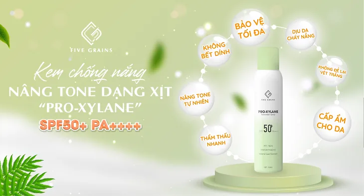 “Cơn sốt” kem chống nắng nâng tone dạng xịt Pro - Xylane nhà Five Grains.