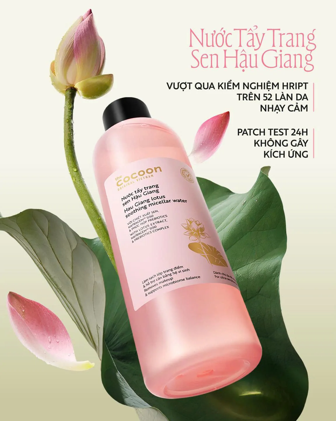 tẩy trang cocoon sen hậu giang không gây kích ứng