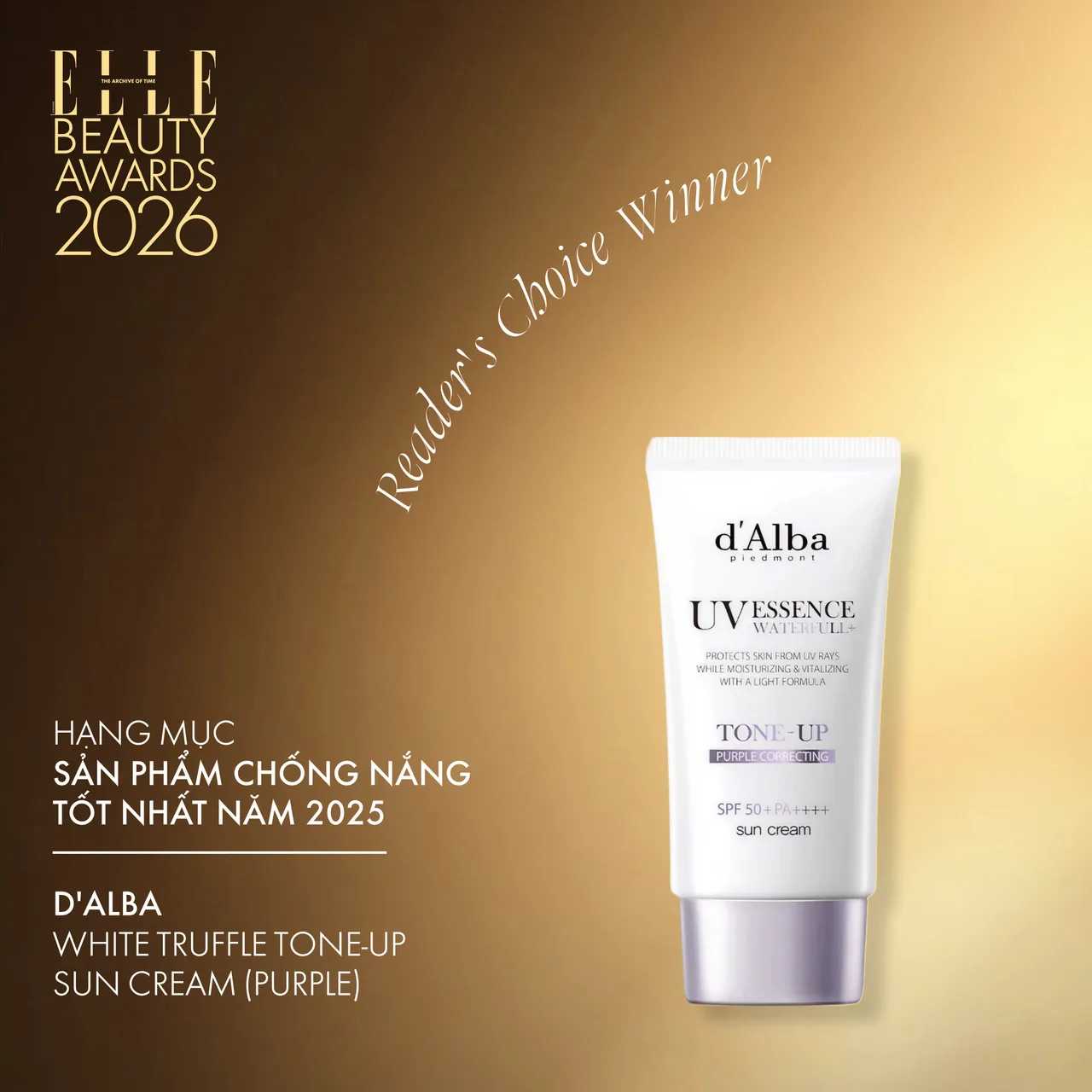 Chống nắng: d'Alba Waterfull Tone-Up Sun Cream (Purple)
