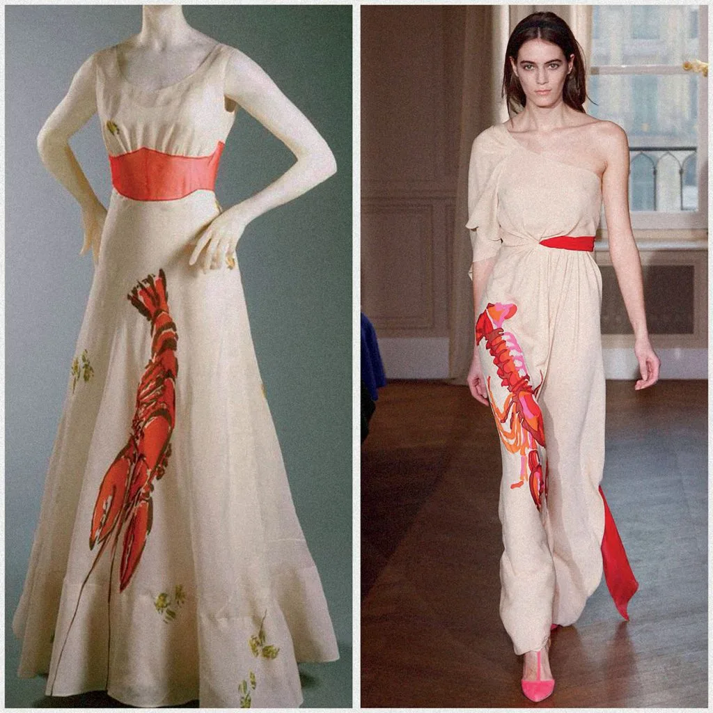 thời trang hình ảnh tôm hùm trên thiết kế của Schiaparelli thời trang hình ảnh tôm hùm trên thiết kế của Schiaparelli