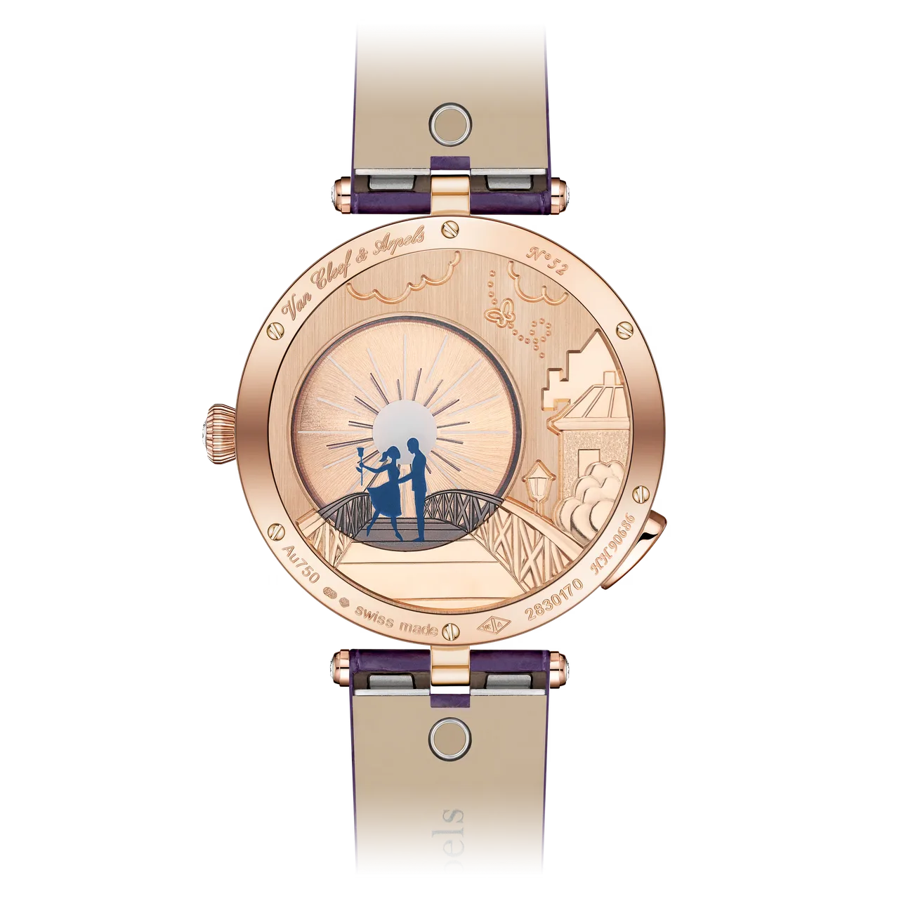 Mặt sau của chiếc đồng hồ Lady Arpels Bal des Amoureux.