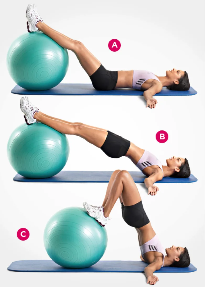 Swiss-Ball Hip Raise And Leg Curl Swiss-Ball Hip Raise And Leg Curl