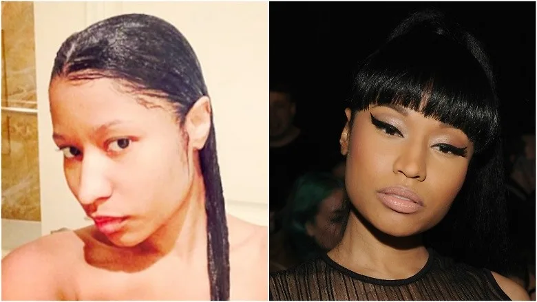 Nicki trông vô cùng dịu dàng, nữ tính với khuôn mặt chưa trang điểm