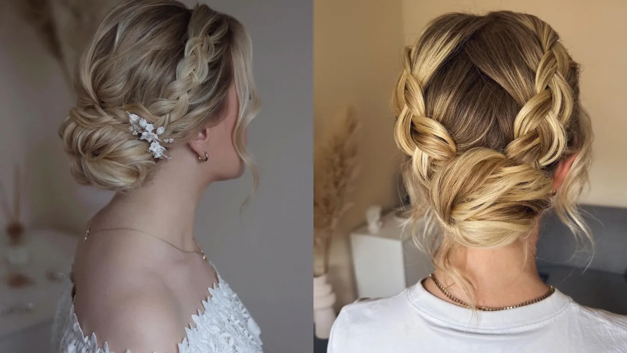 cô dâu - kiểu tóc tết búi thấp braided bun
