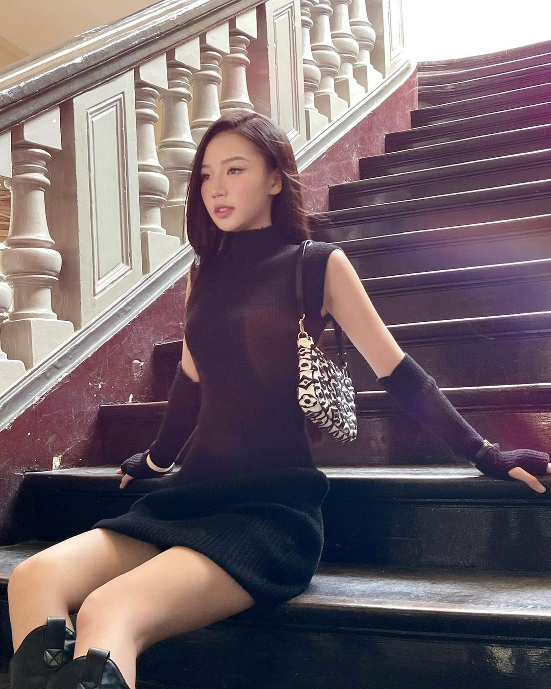 amee minidress đen len