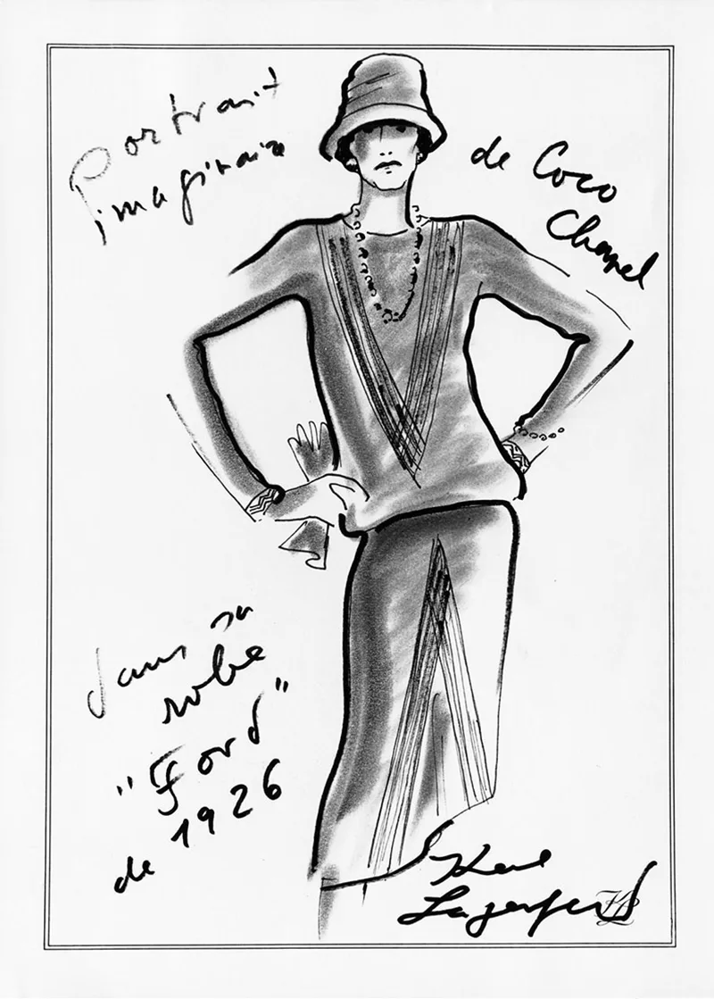 thiết kế little black dress kinh điển của ntk coco chanel bản phác của karl largerfeld