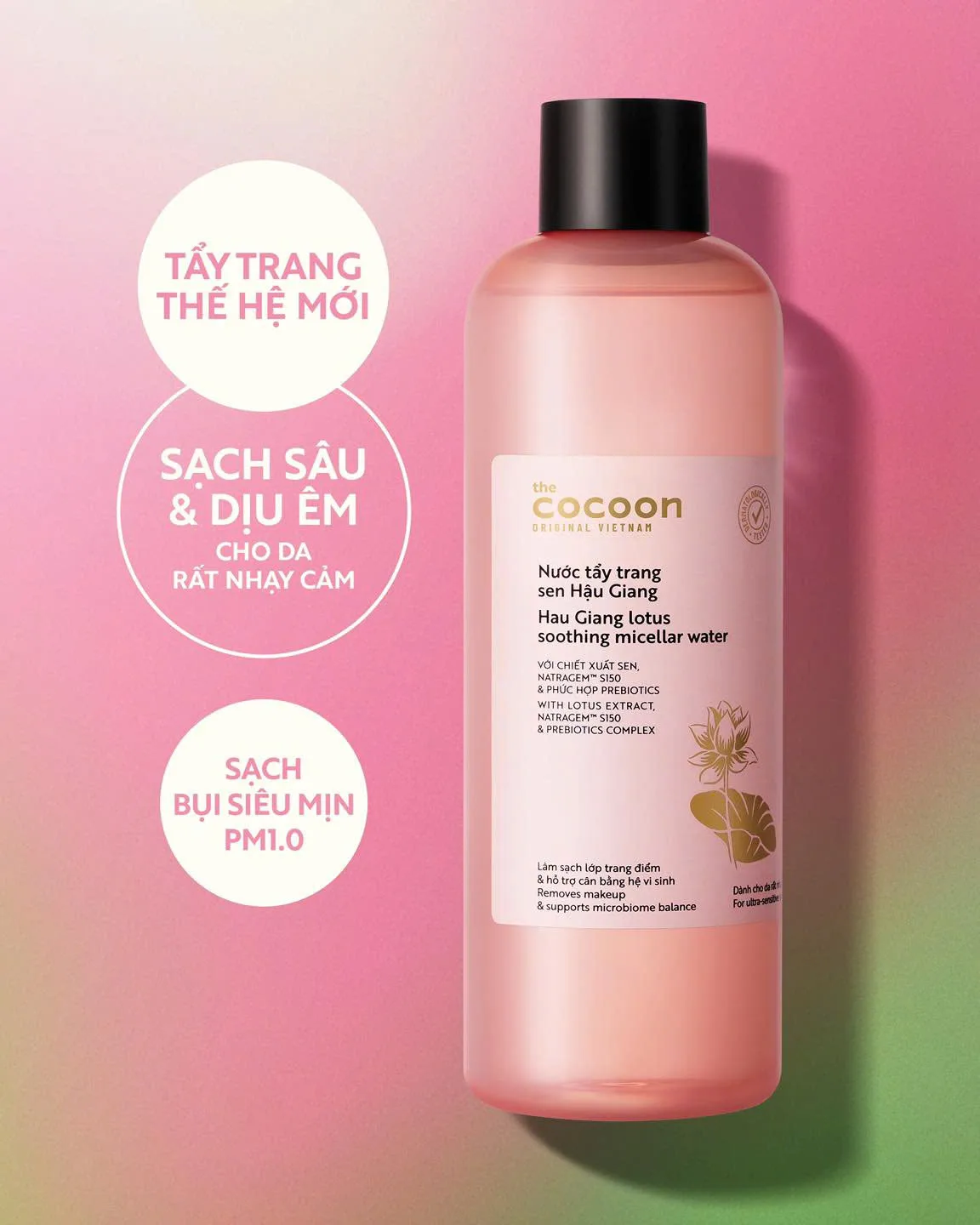 tẩy trang cocoon sen hậu giang giúp làm sạch bụi mịn