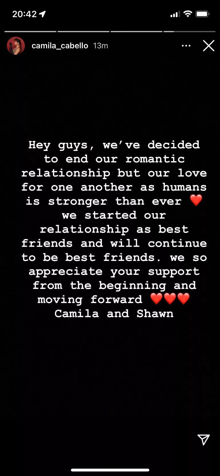 Camila Cabello thông báo chia tay