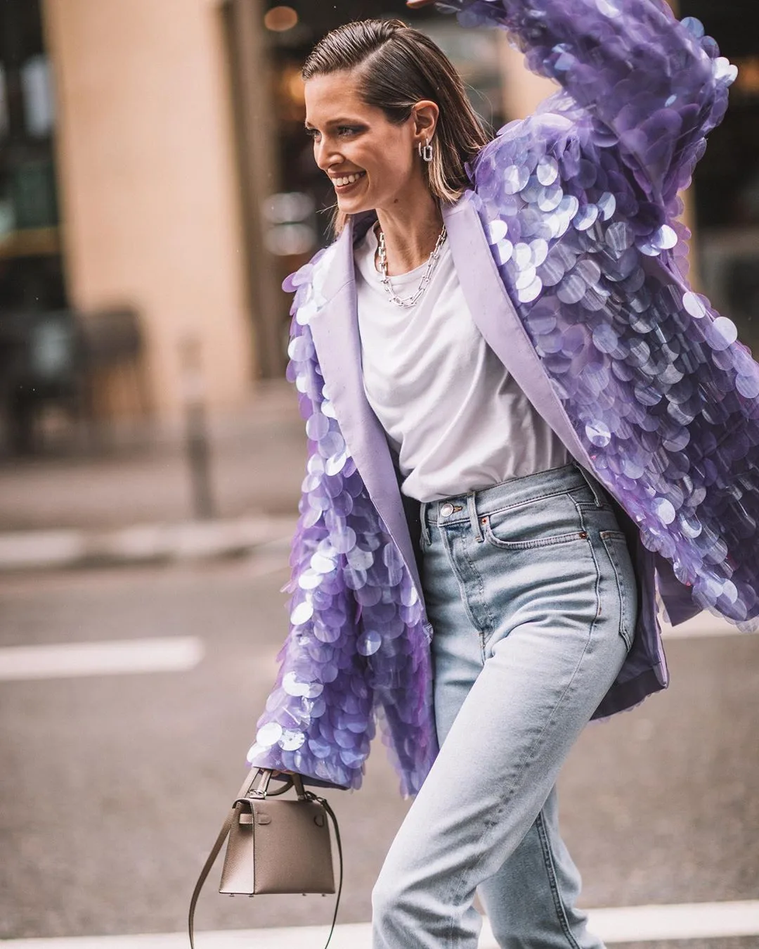 blazer tím sequin