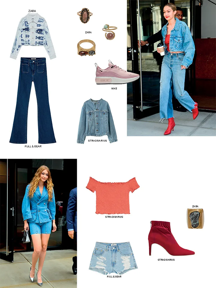 chất liệu denim 9 gigi hadid mặc chất liệu denim