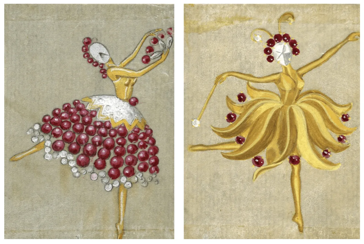 Bản vẽ phác thảo ghim cài áo vũ công ballet