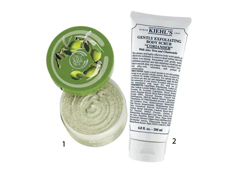 1.Tẩy tế bào chết ôliu The Body Shop 2.Tẩy tế bào chết mùi ngò Kiehl's