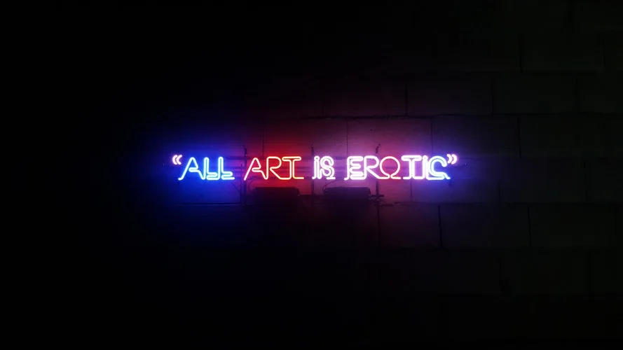 chữ neon all art is erotic