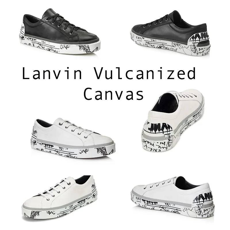 20 đôi sneakers khuynh đảo trong năm 2017 Lanvin Vulcanized Canvas ra đởi cũng bởi vì cơn sốt "written on" đang làm mưa làm gió trong giới thời trang năm 2017. Những dòng chữ grafitti màu đen tuy chỉ xuất hiện ở đế giày nhưng là một điểm nhấn vô cùng nổi bật cho những đôi giày sneaker. Phiên bản màu đen mạnh mẽ, cá tính và phiên bản trắng lại đơn giản và nhẹ nhàng sẽ làm cho các tín đồ thời trang mê đắm.