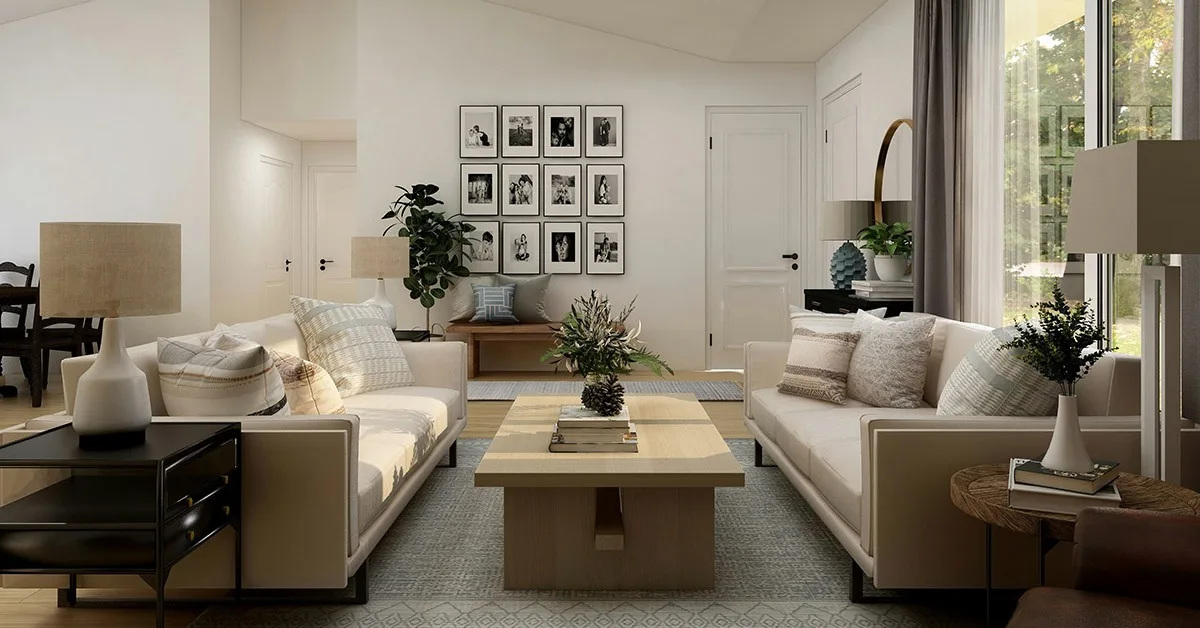 cách đặt sofa cân bằng trong phòng khách