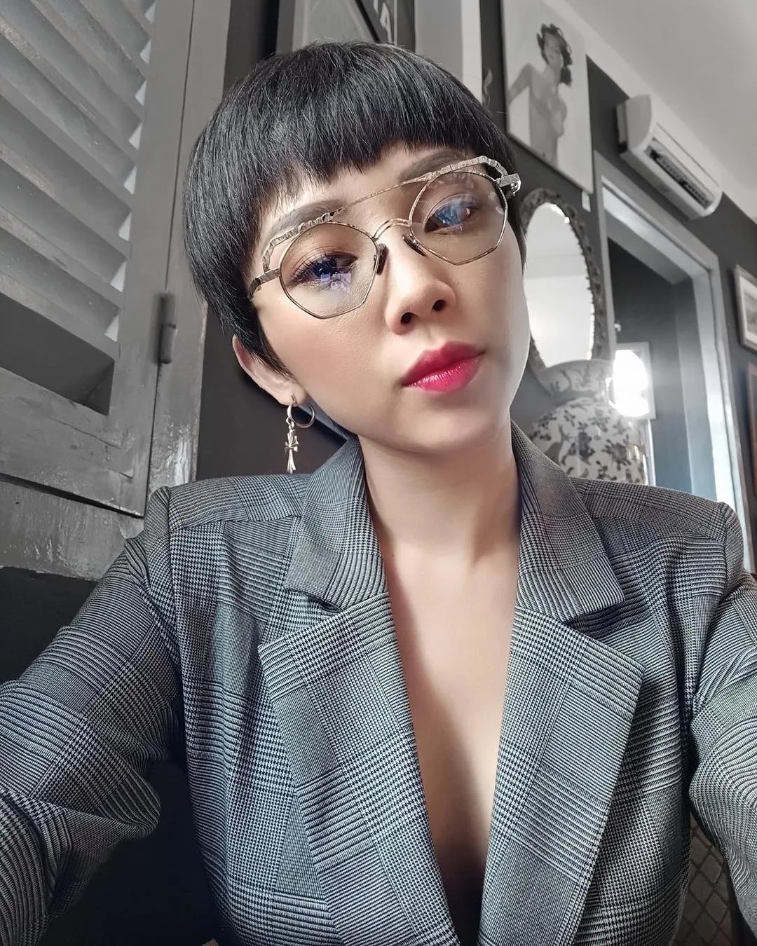 Áo khoác blazer kẻ caro 5 Áo khoác blazer kẻ caro 5