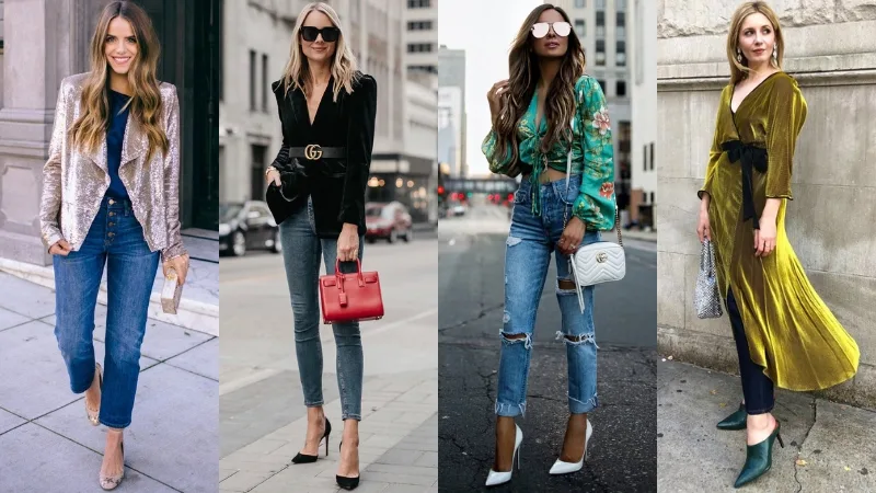 quần jeans thành trang phục dự tiệc