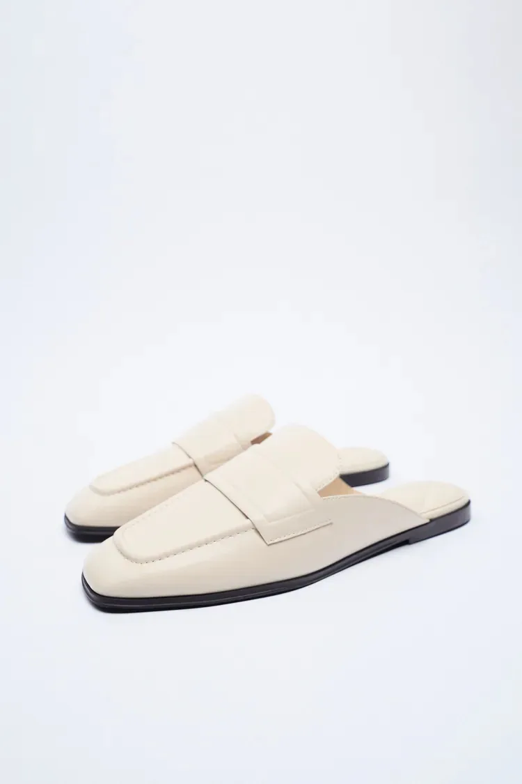 Zara giày lười trắng đế thấp
