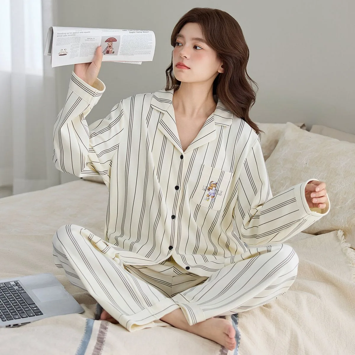 Đồ ngủ cotton kẻ sọc
