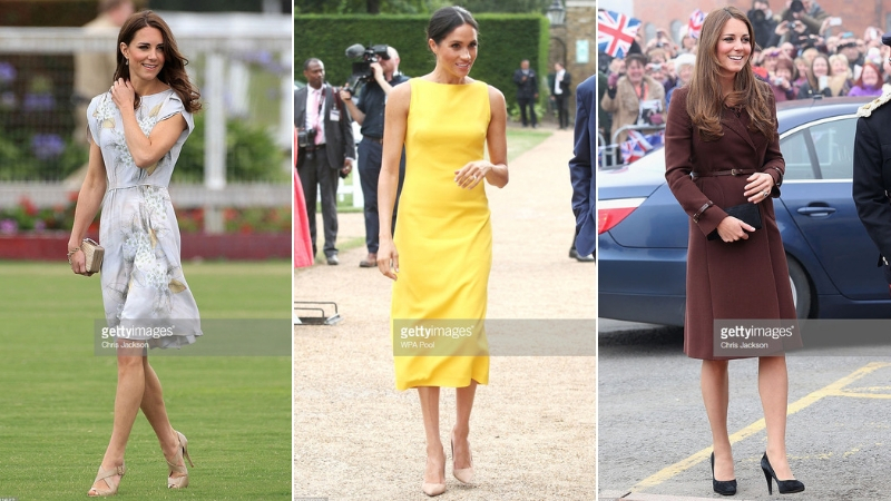 Bí quyết "đối phó" với giày cao gót hoàn toàn trái ngược của Công nương Kate và Meghan