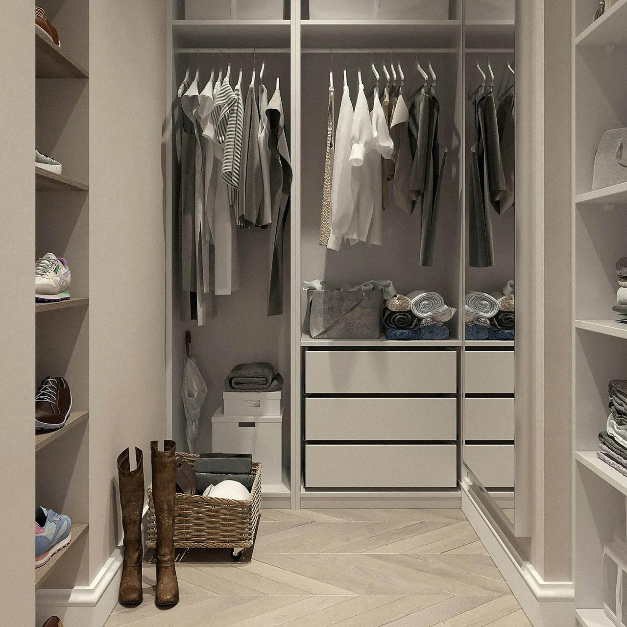 tủ quần áo được dọn dẹp gọn gàng