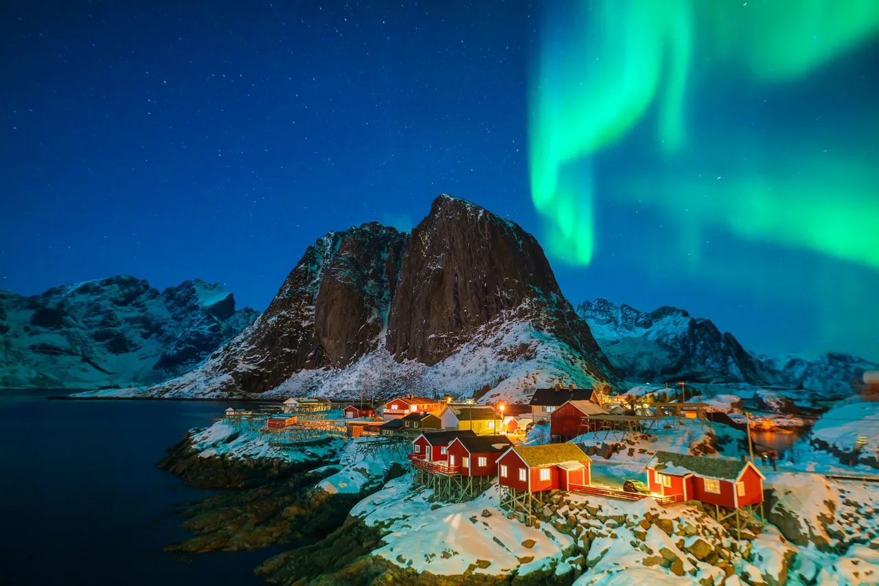 Du lịch mùa đông Iceland village northern lights
