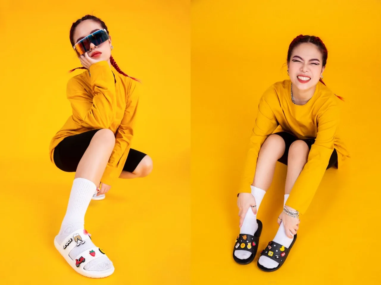 tlinh bst crocs classic 2021 giày màu trắng đen