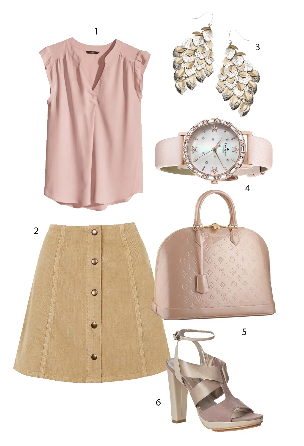 1.H&M 2.TOPSHOP 3.ANGIE VOLTURI 4. KATE SPADE 5. LOUIS VUITTON 6. CHARLES & KEITH