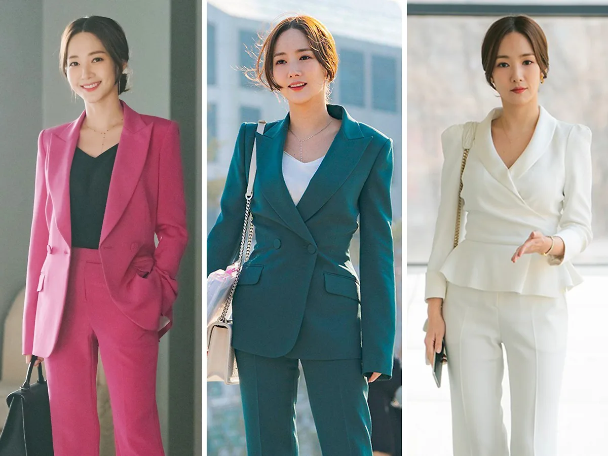 Park Min Young mặc âu phục công sở trơn màu trong phim Hàn Quốc Her Private Life