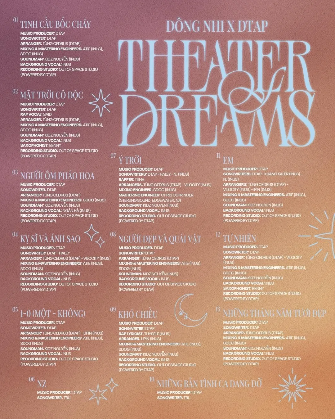 danh sách ca khúc trong theater of dreams