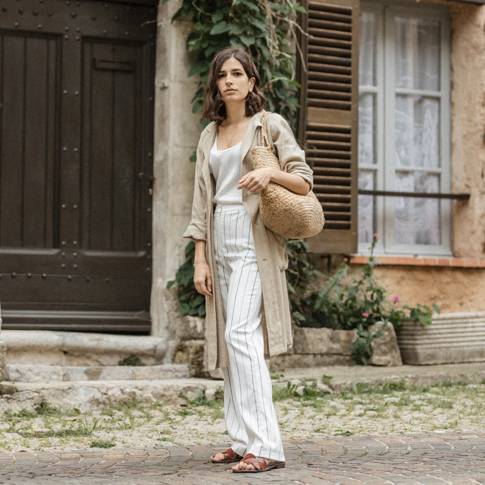 trang phục vải linen mùa Hè áo khoác