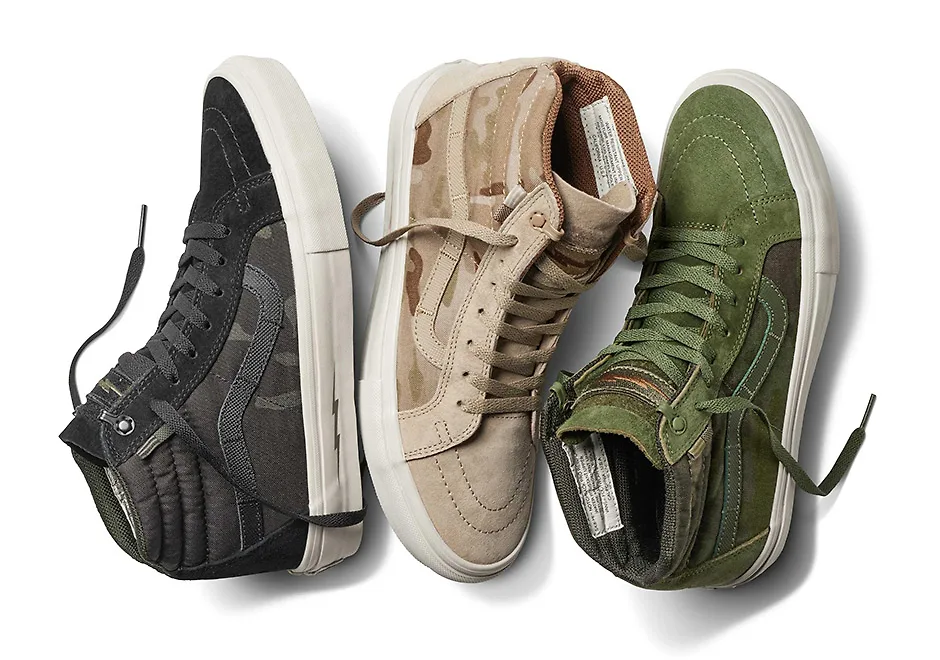 Sk8-Hi quay trở lại vào mùa hè năm nay với phiên bản camo với ba màu: đen, kaki, xanh ô liu.