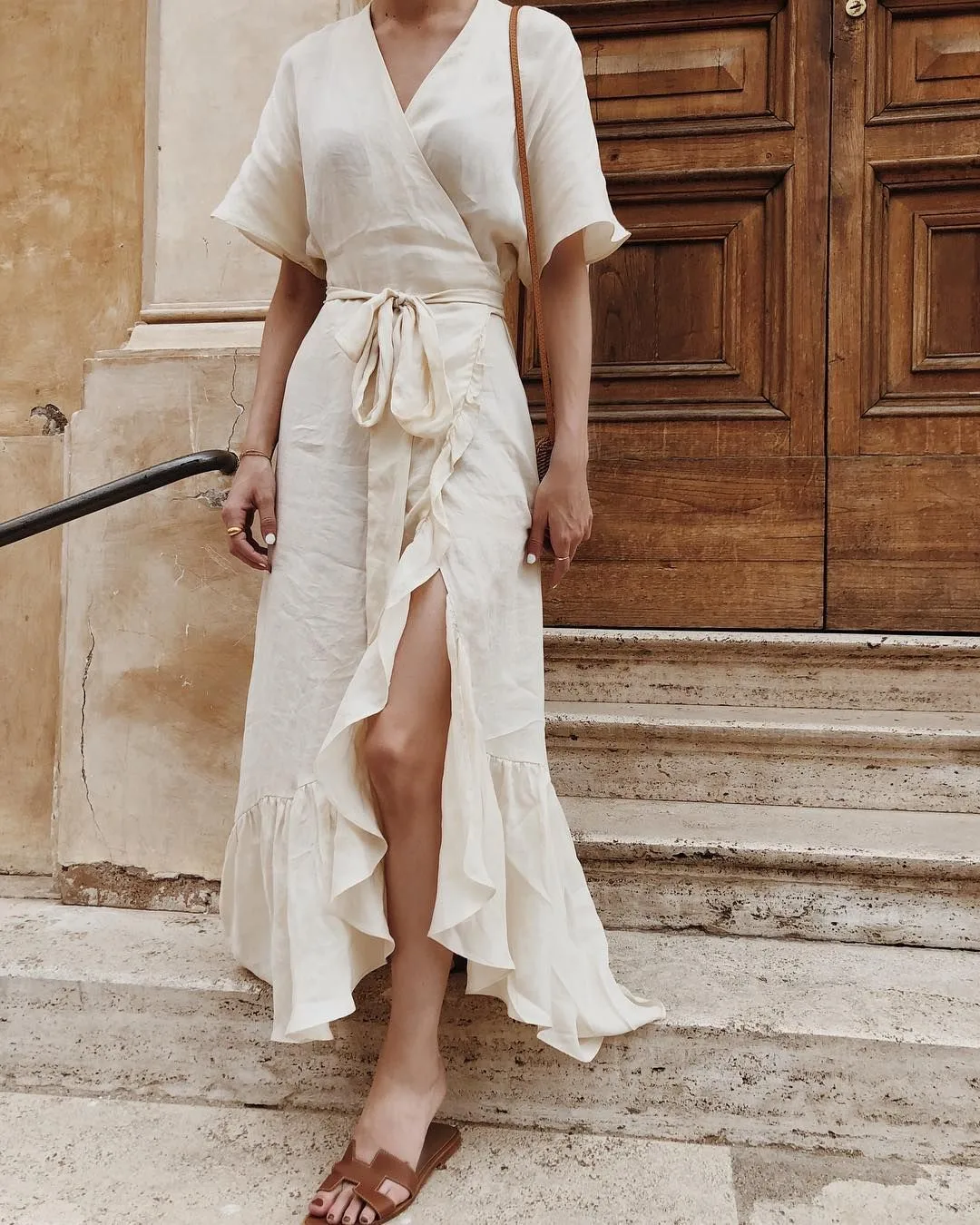 trang phục vải linen mùa Hè kiểu đầm 1