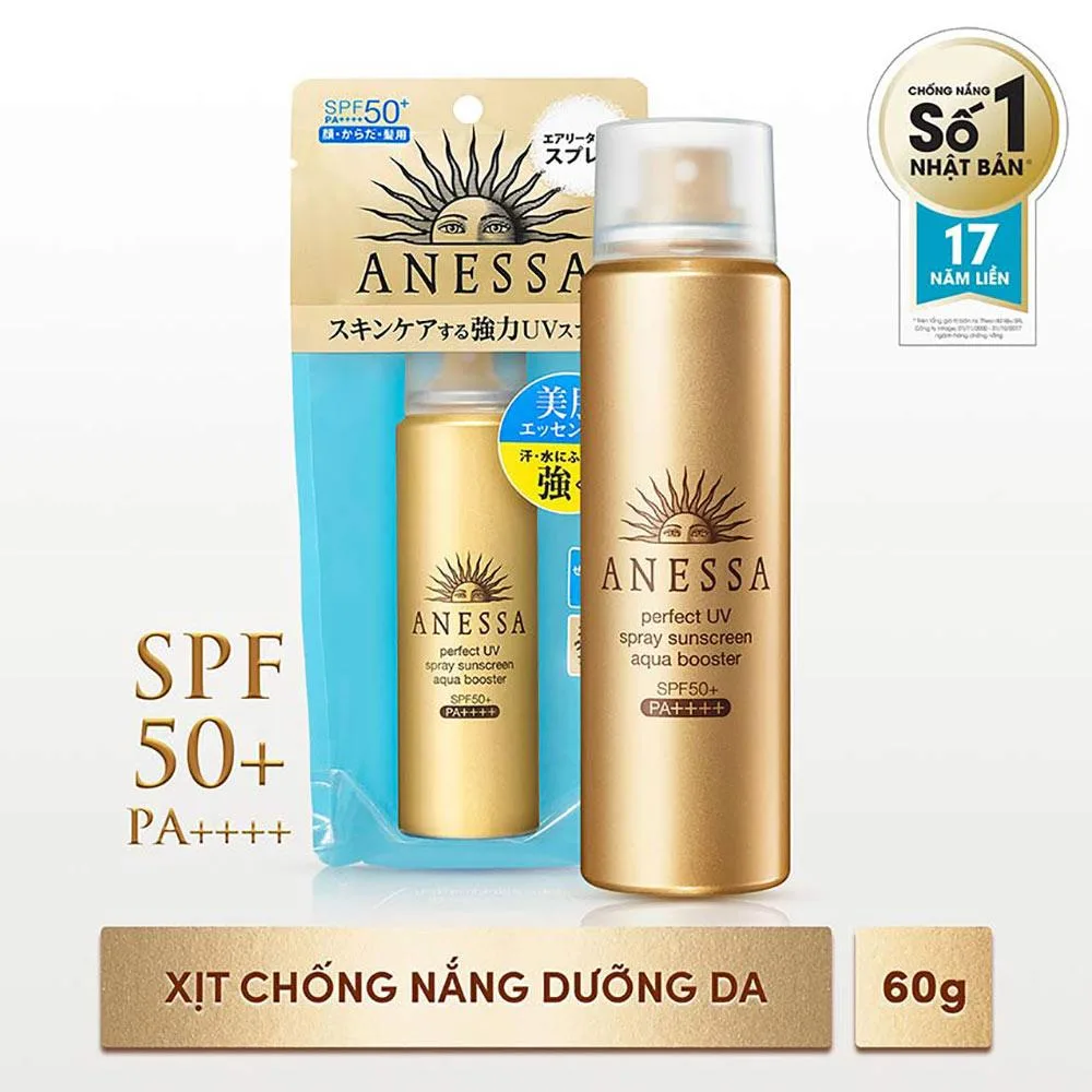 Xịt chống nắng Anessa Aqua Booster UV SPF50+ PA++++. Xịt chống nắng Anessa Aqua Booster UV SPF50+ PA++++.