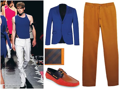 Áo suit Aleander McQueen, quần H.E By Mango, ví Burberry, giày Pedro.