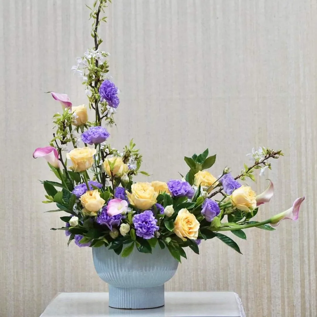 bình hoa để bàn cắm theo hình chữ l